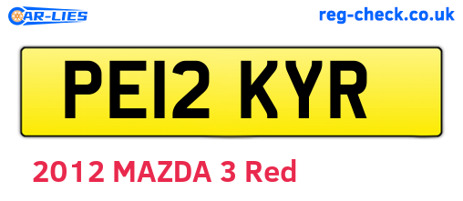 PE12KYR are the vehicle registration plates.