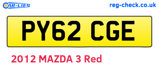 PY62CGE are the vehicle registration plates.