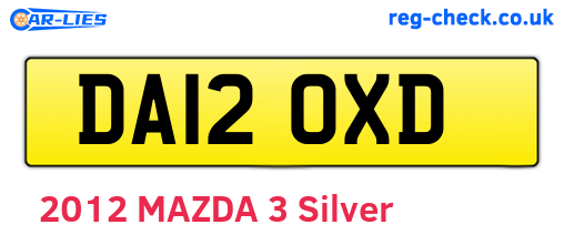 DA12OXD are the vehicle registration plates.