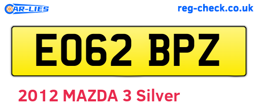 EO62BPZ are the vehicle registration plates.