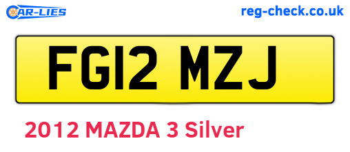 FG12MZJ are the vehicle registration plates.