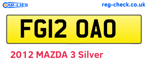 FG12OAO are the vehicle registration plates.