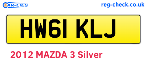 HW61KLJ are the vehicle registration plates.