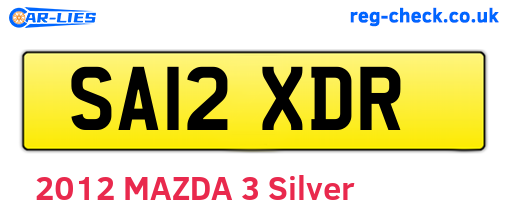 SA12XDR are the vehicle registration plates.