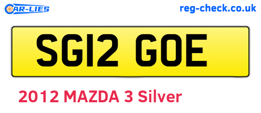 SG12GOE are the vehicle registration plates.