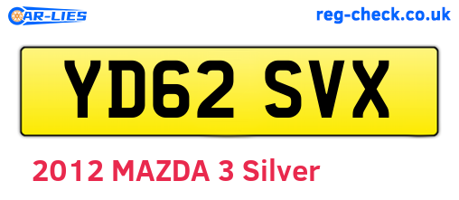 YD62SVX are the vehicle registration plates.