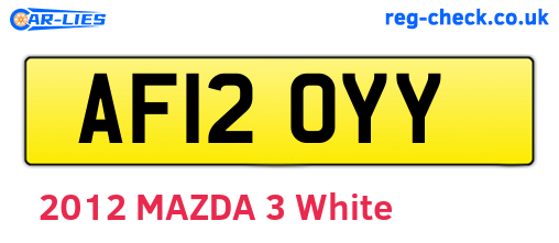 AF12OYY are the vehicle registration plates.