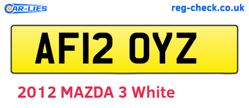 AF12OYZ are the vehicle registration plates.