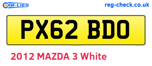 PX62BDO are the vehicle registration plates.