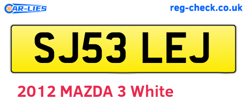 SJ53LEJ are the vehicle registration plates.