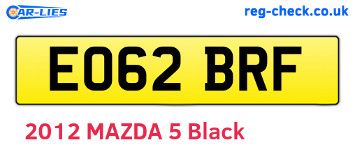 EO62BRF are the vehicle registration plates.