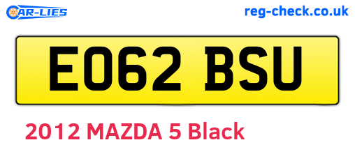 EO62BSU are the vehicle registration plates.