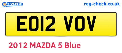 EO12VOV are the vehicle registration plates.