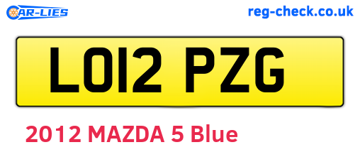 LO12PZG are the vehicle registration plates.
