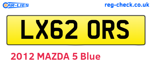 LX62ORS are the vehicle registration plates.