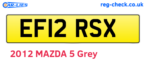 EF12RSX are the vehicle registration plates.