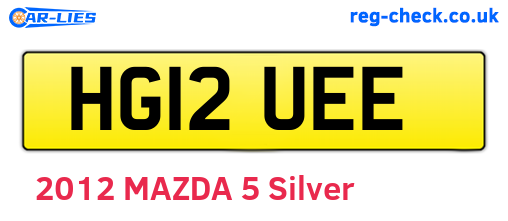 HG12UEE are the vehicle registration plates.