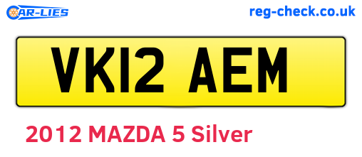 VK12AEM are the vehicle registration plates.