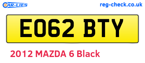 EO62BTY are the vehicle registration plates.