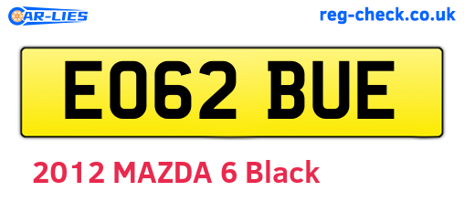 EO62BUE are the vehicle registration plates.