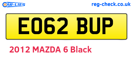 EO62BUP are the vehicle registration plates.