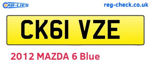 CK61VZE are the vehicle registration plates.