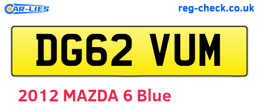 DG62VUM are the vehicle registration plates.