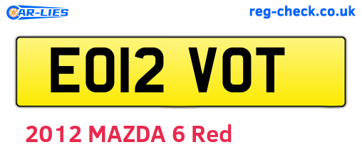 EO12VOT are the vehicle registration plates.