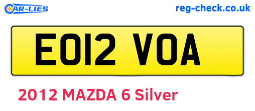 EO12VOA are the vehicle registration plates.