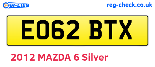 EO62BTX are the vehicle registration plates.