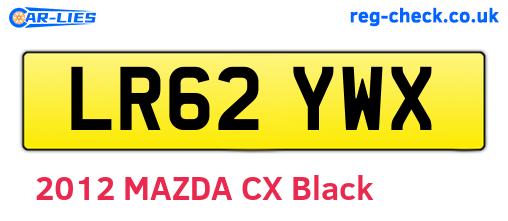 LR62YWX are the vehicle registration plates.
