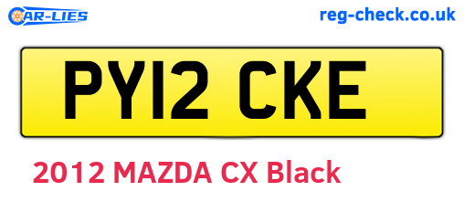 PY12CKE are the vehicle registration plates.