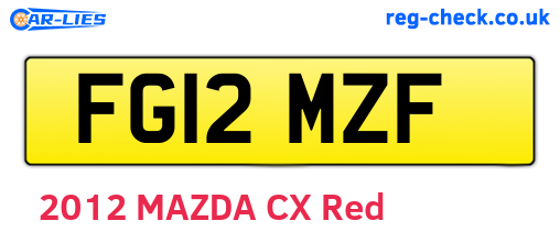 FG12MZF are the vehicle registration plates.
