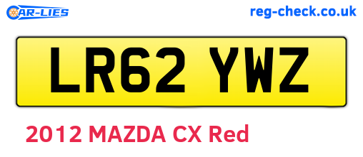 LR62YWZ are the vehicle registration plates.