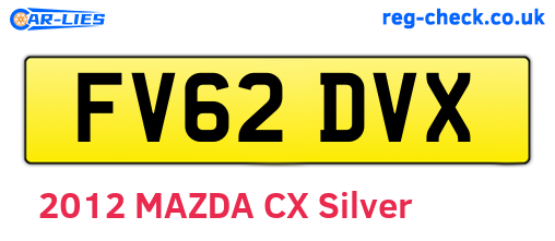 FV62DVX are the vehicle registration plates.