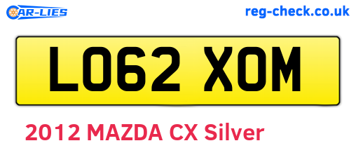 LO62XOM are the vehicle registration plates.