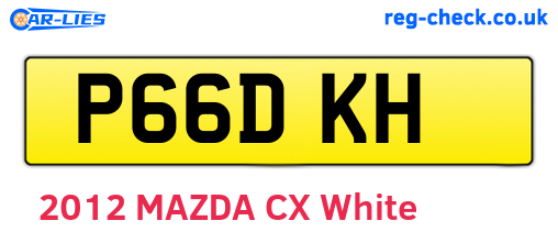 P66DKH are the vehicle registration plates.