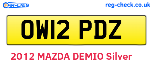 OW12PDZ are the vehicle registration plates.