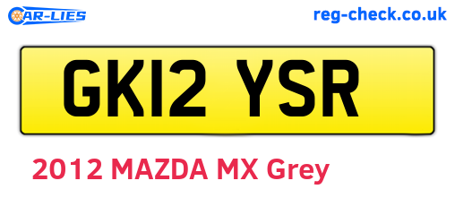 GK12YSR are the vehicle registration plates.