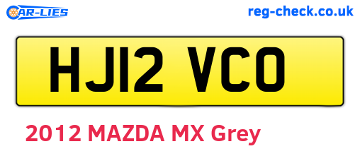 HJ12VCO are the vehicle registration plates.