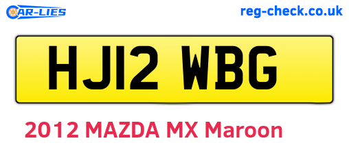 HJ12WBG are the vehicle registration plates.
