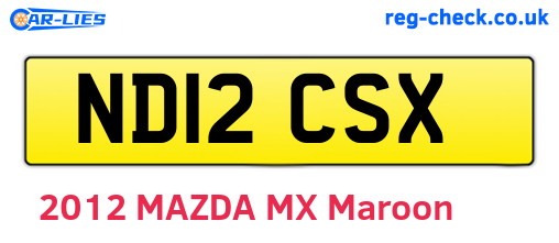 ND12CSX are the vehicle registration plates.