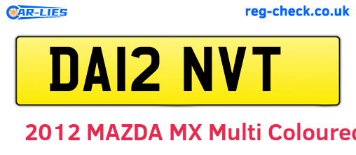 DA12NVT are the vehicle registration plates.
