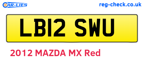 LB12SWU are the vehicle registration plates.