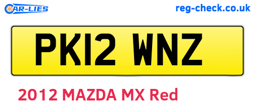 PK12WNZ are the vehicle registration plates.