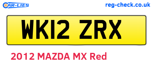 WK12ZRX are the vehicle registration plates.