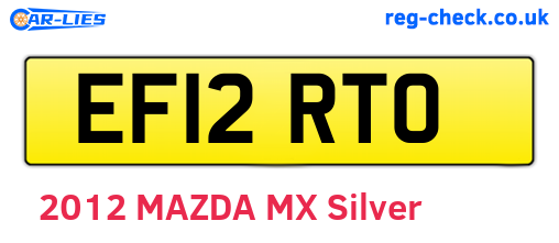 EF12RTO are the vehicle registration plates.