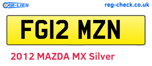 FG12MZN are the vehicle registration plates.