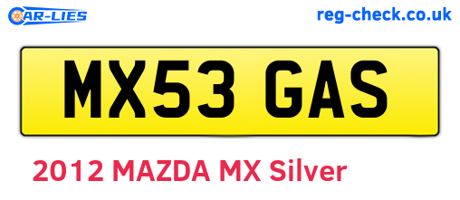 MX53GAS are the vehicle registration plates.