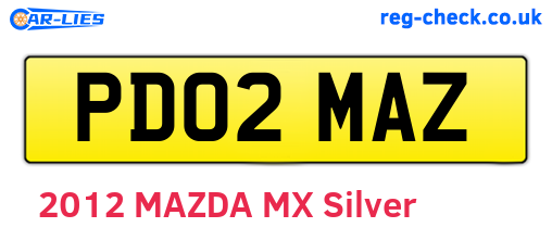 PD02MAZ are the vehicle registration plates.